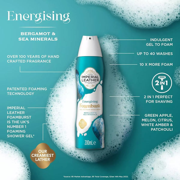 Imperial Leather Foam Burst Bergamot And Sea Minerals Energising 200ml