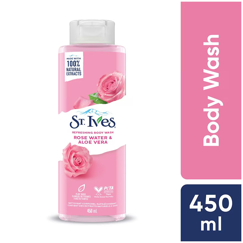 St Ives Rose Water And Aloe Vera Refreshing Body Wash 450ml