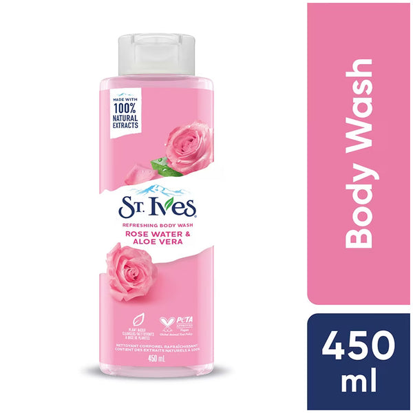 St Ives Rose Water And Aloe Vera Refreshing Body Wash 450ml - Afro Hair Boutique