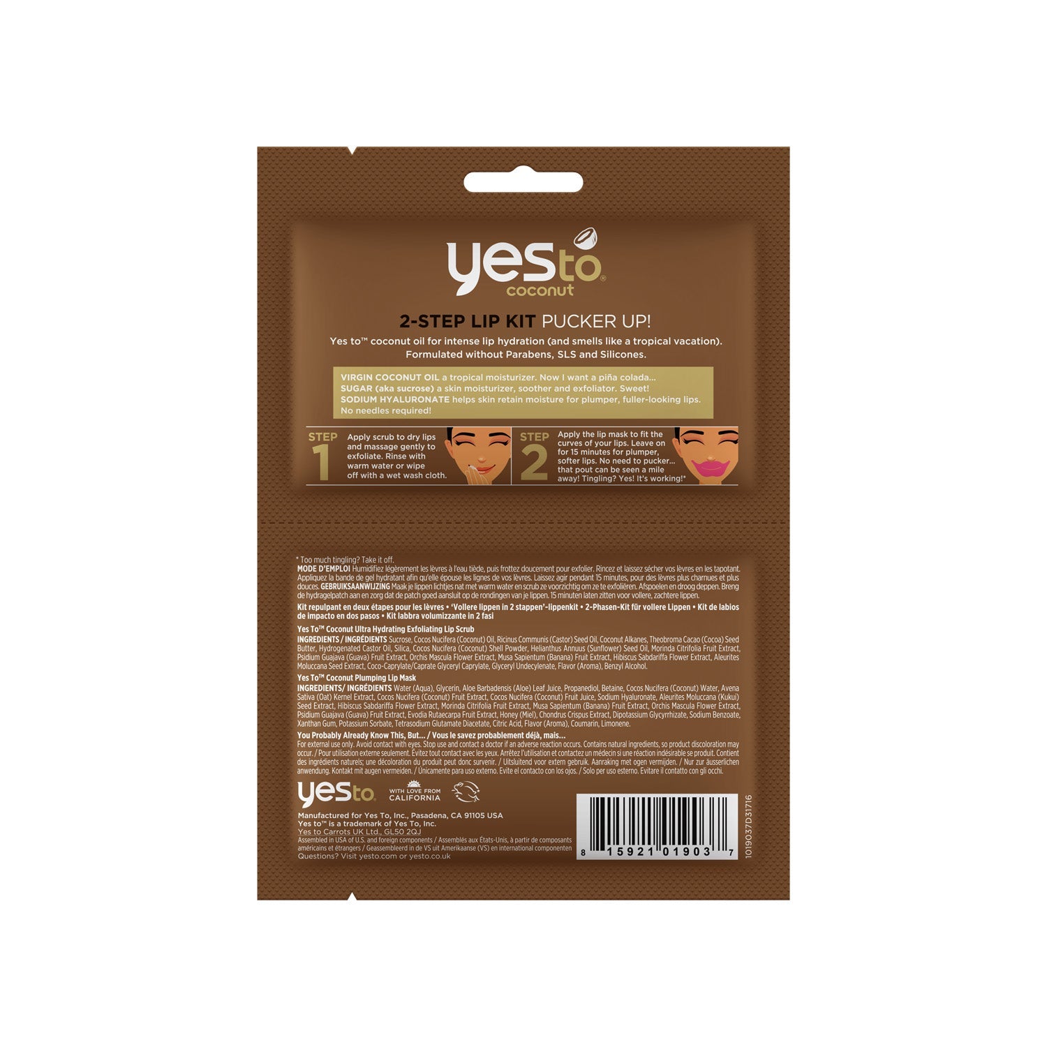 Yes To Coconut 2 Step Lip Kit Pucker Up