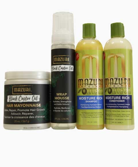 Mazuri Olive Oil Shampoo And Conditioner With Black Castor Oil Mouse And Mayonnaise