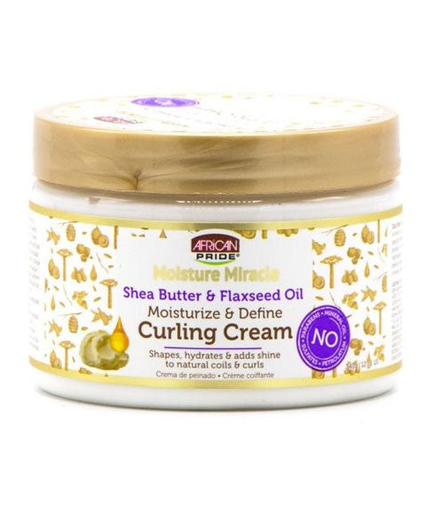 African Pride  Moisture Miracle Shea Butter And Flaxseed Oil Curling Cream