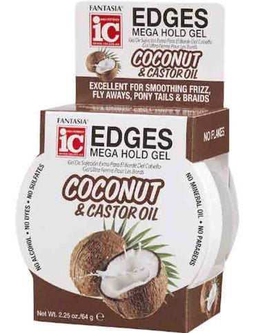 Fantasia Edges Mega Hold Gel Coconut And Castor Oil 64g